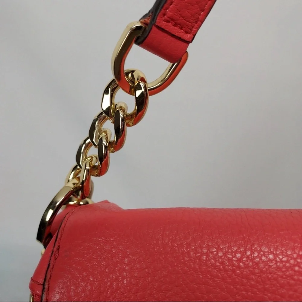 Michael Kors Coral Pink Pebbled Leather Shoulder Bag with Tassel